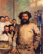 Leon Wyczolkowski Portrait of Ludwik Rydygier with his assistants. oil painting